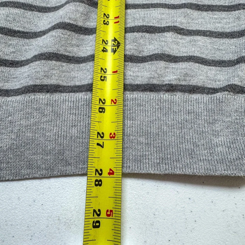 Banana Republic Sweater‎ Mens Large Gray Striped Crewneck Pullover Lightweight